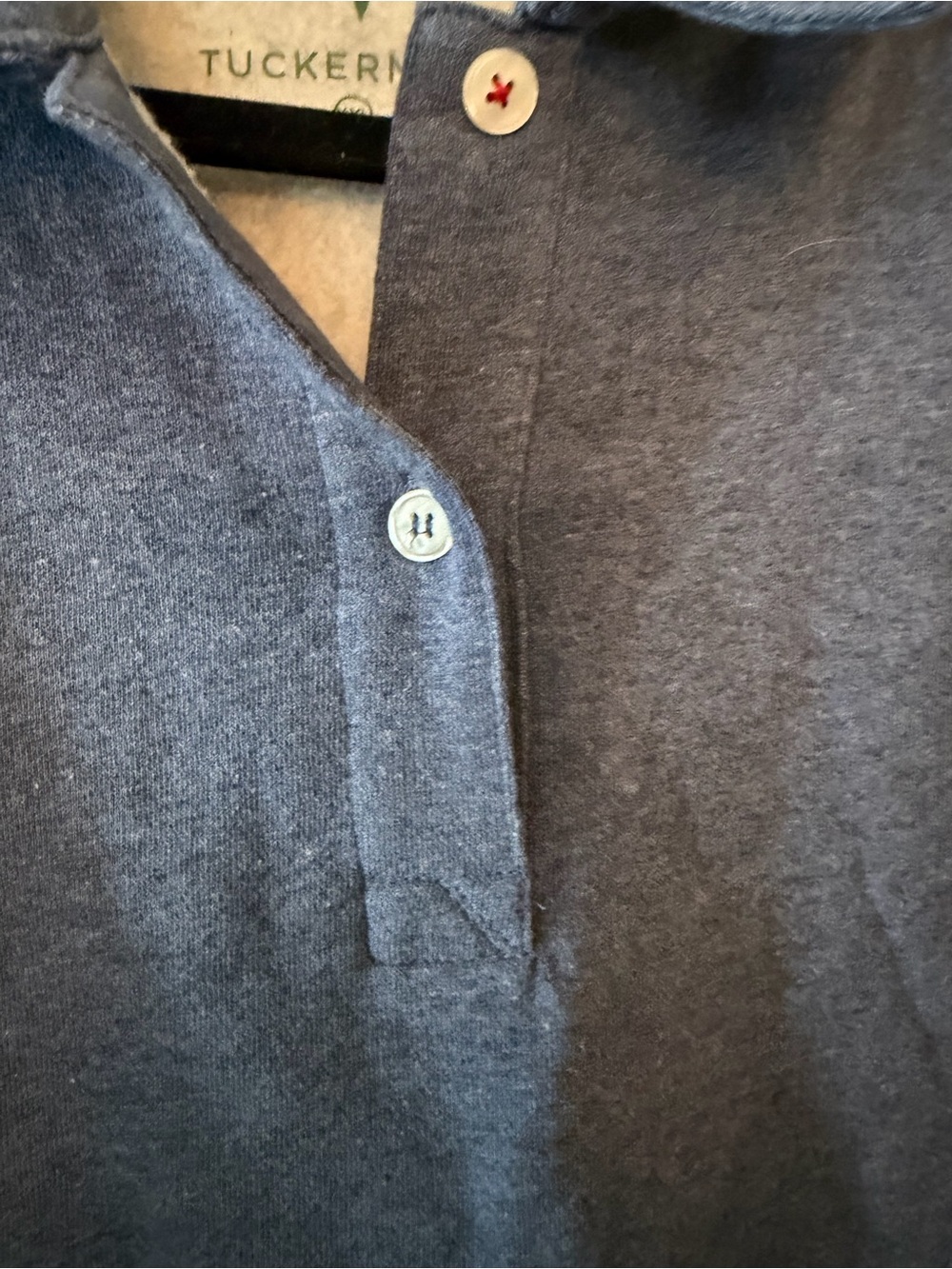 Tuckernuck Heathered Navy Polo Sweatshirt - Picture 3 of 4